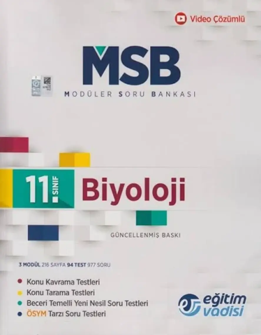 Eğitim Vadisi Yayınları 11.Sınıf Biyoloji Modüler Soru Bankası