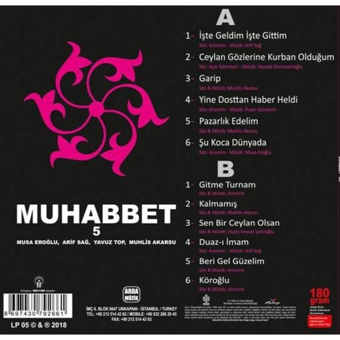 Arif Sağ & Muhlis Akarsu & Musa Eroğlu & Yavuz Top - Muhabbet 5 (Plak)