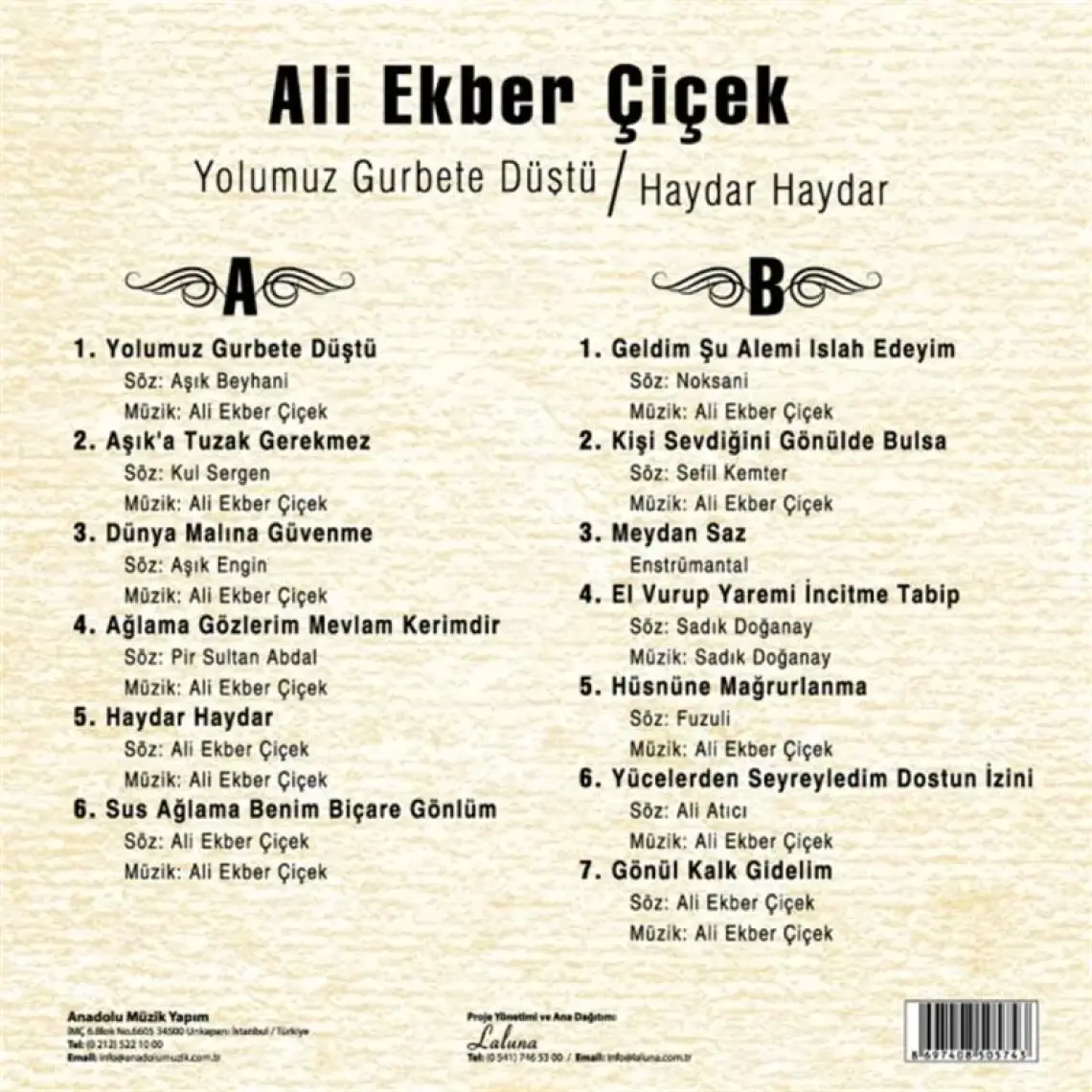 Ali Ekber Çiçek - Yolumuz Gurbete Düştü / Haydar Haydar (Plak)