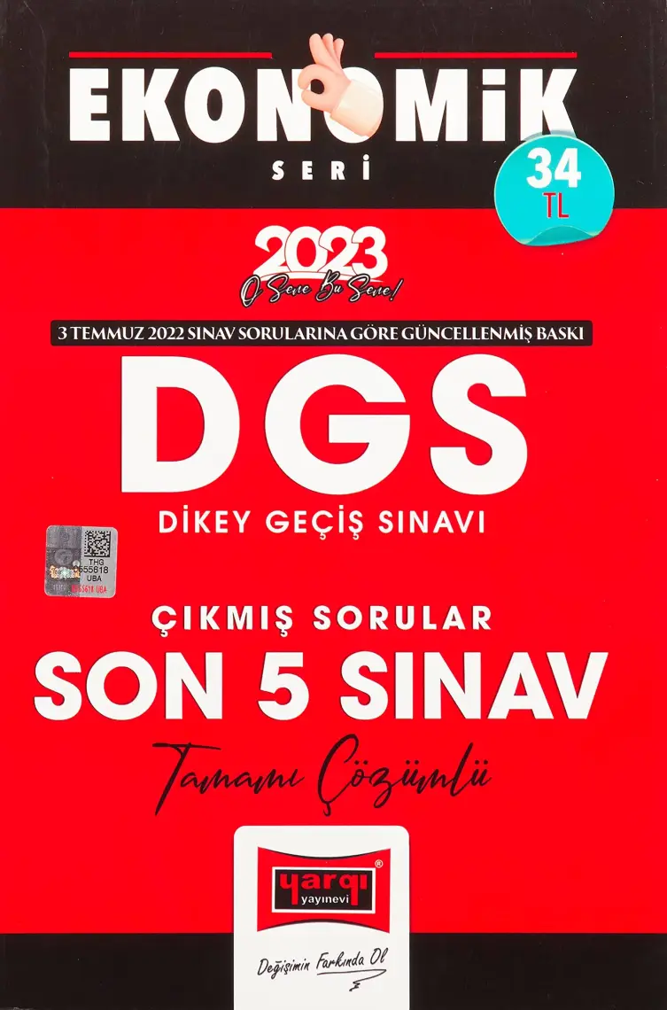 Yargı Yayınevi 2023 DGS Ekonomik Seri Tamamı Çözümlü Son 5 Yıl Çıkmış Sınav Soruları