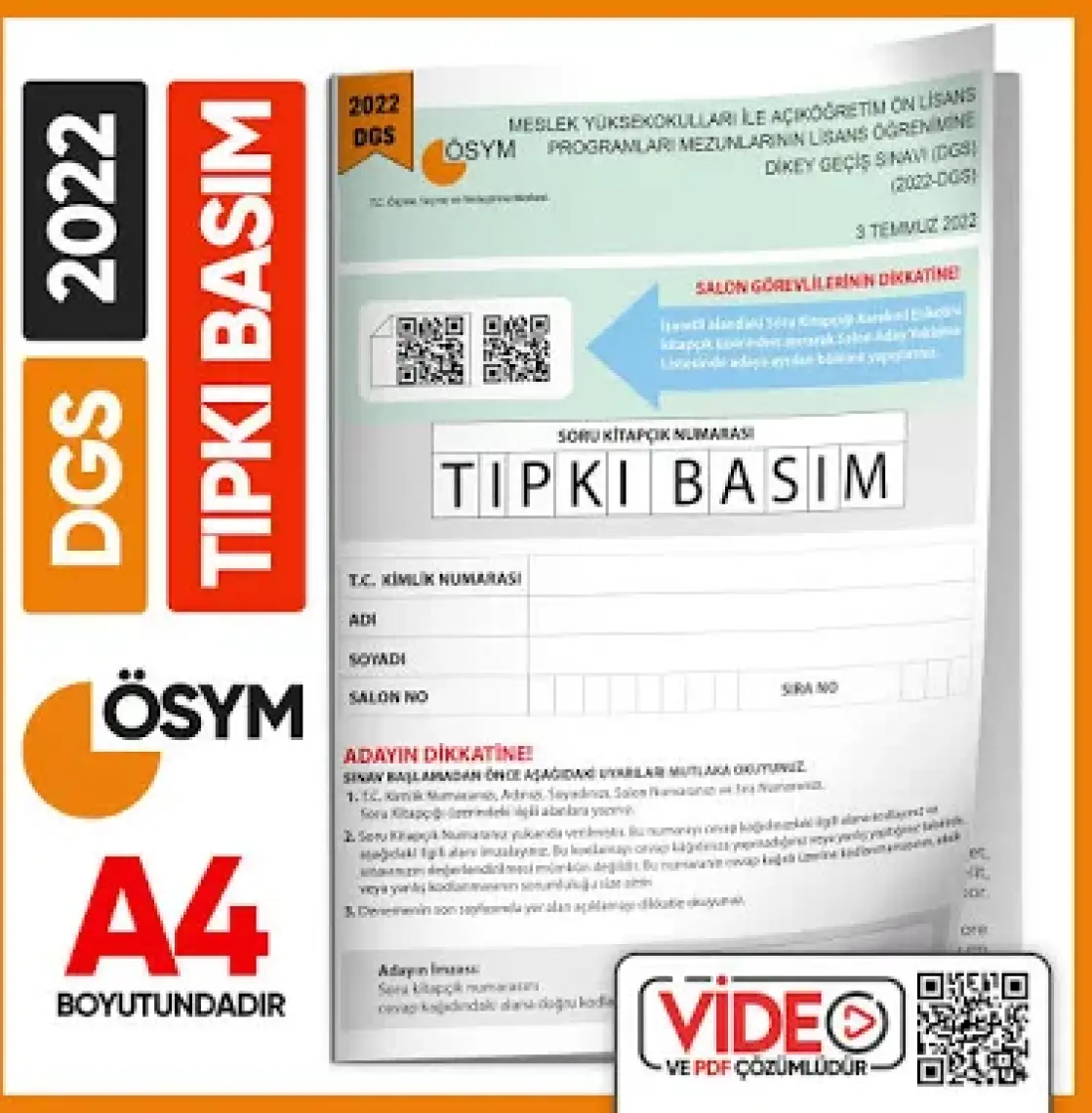 İnformal Yayınları DGS 2022 ÖSYM Tıpkı Basım Çıkmış Soru Türkiye Geneli Dijital Çözümlü Deneme Kitapçığı