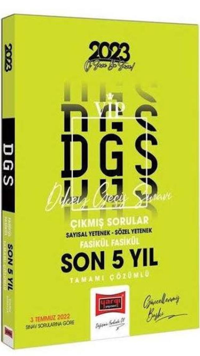 Yargı Yayınevi DGS 2023 Son 5 Yıl Tamamı Çözümlü Fasikül Fasikül Çıkmış Sınav Soruları