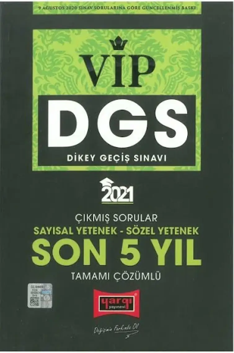 Yargı Yayınevi DGS 2021 VIP Sayısal Sözel Yetenek Son 5 Yıl Tamamı Çözümlü Çıkmış Sorular
