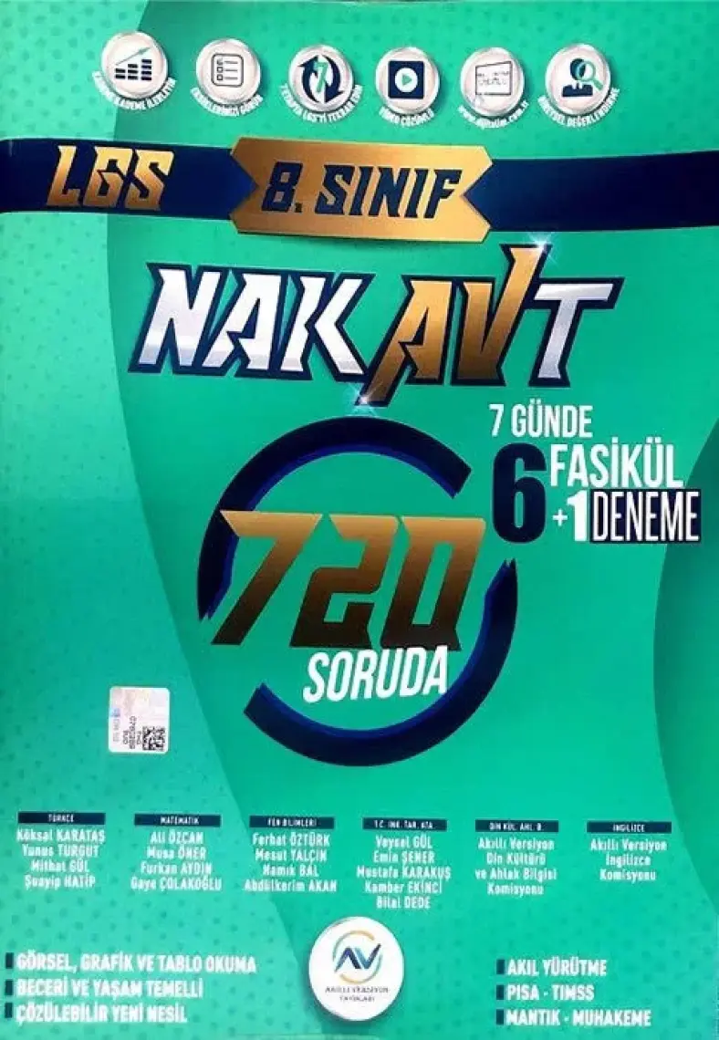Av Akıllı Versiyon Yayınları 8. Sınıf Lgs Tam Tekrar Nakavt 7 Günde Fasikül Deneme - Köksal Karataş