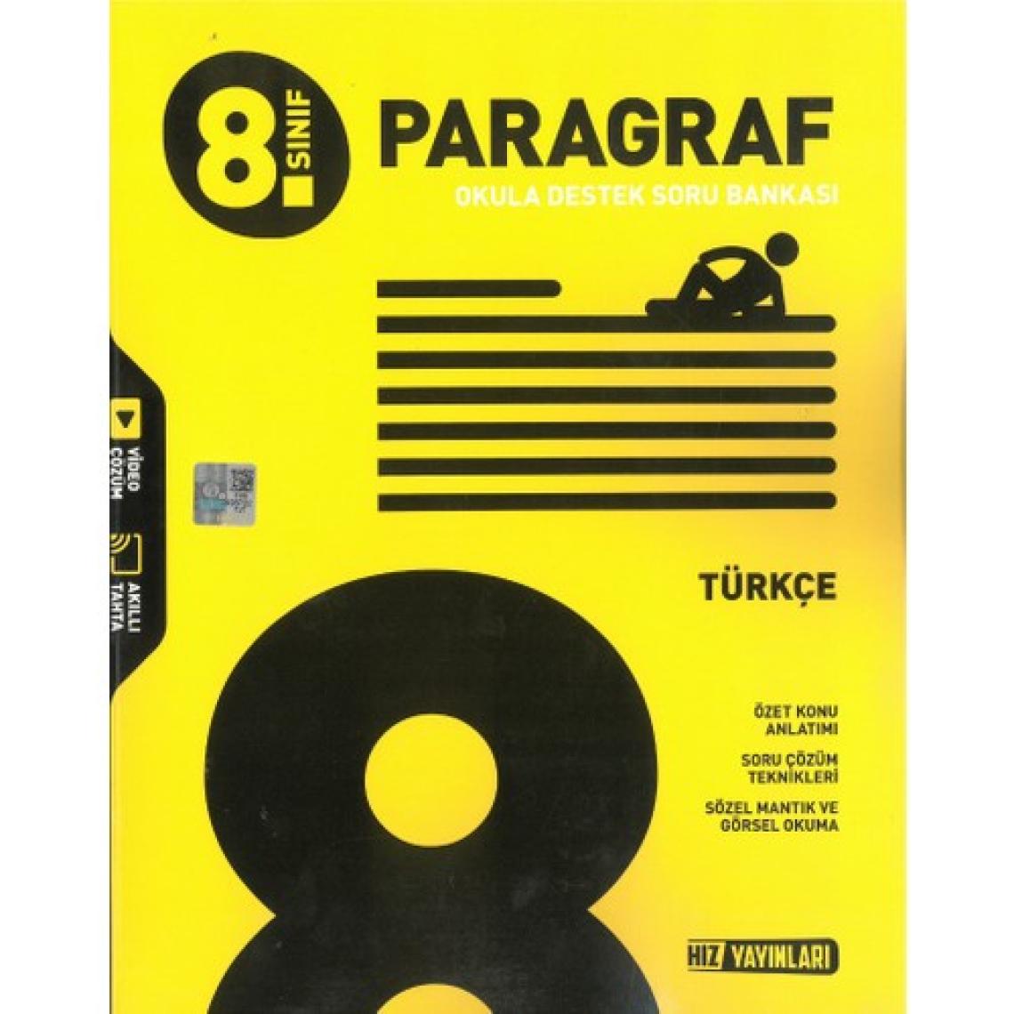 Hız Yayınları 8. Sınıf LGS Türkçe Paragraf Okula Destek Soru Bankası (Ciltli)