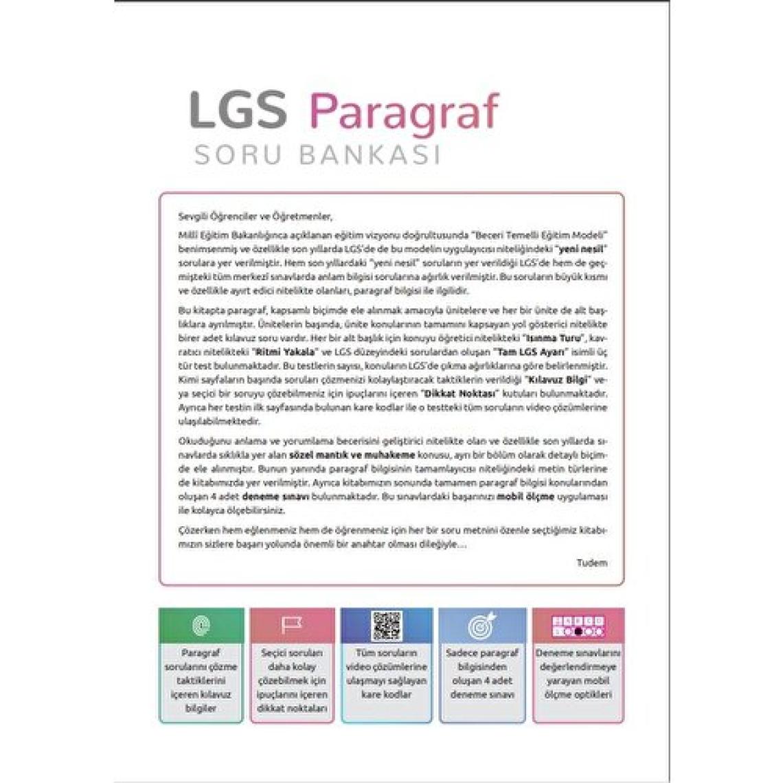 Tudem Yayınları 8.Sınıf LGS Paragraf Soru Bankası