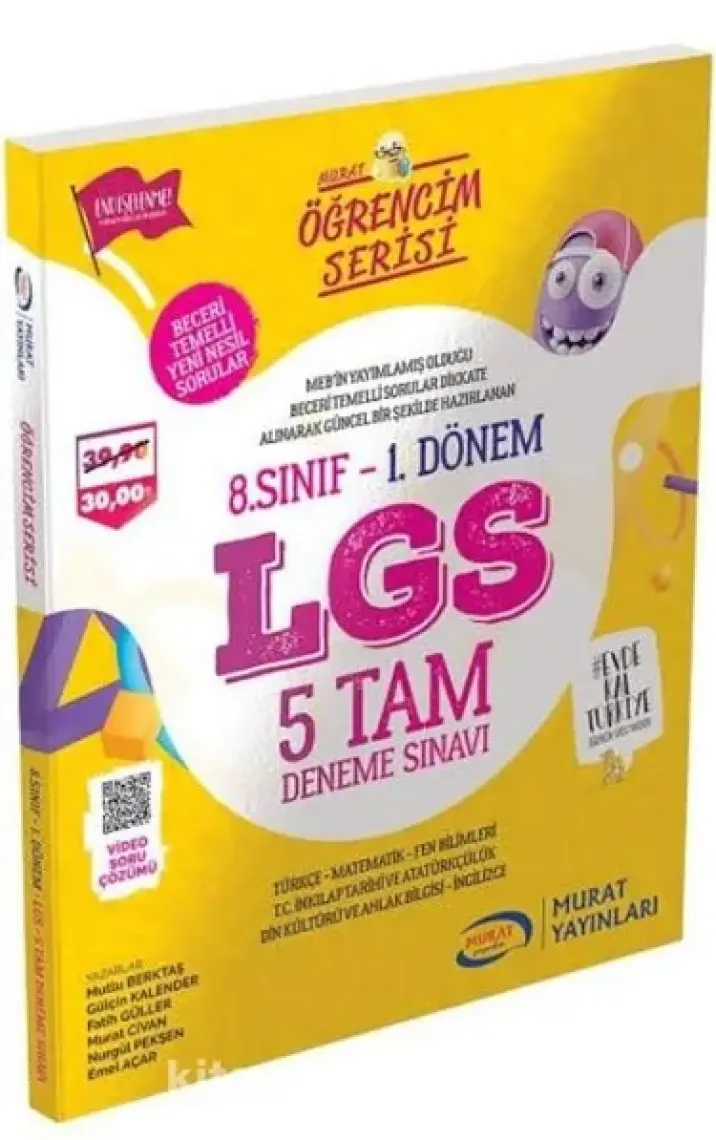 Murat Yayınları 8.Sınıf LGS 1. Dönem 5 Tam Deneme Sınavı