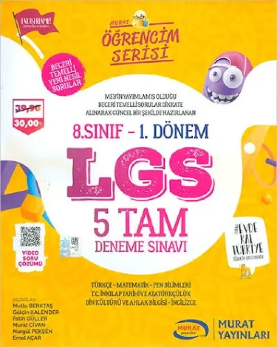 Murat Yayınları 8.Sınıf LGS 1. Dönem 5 Tam Deneme Sınavı