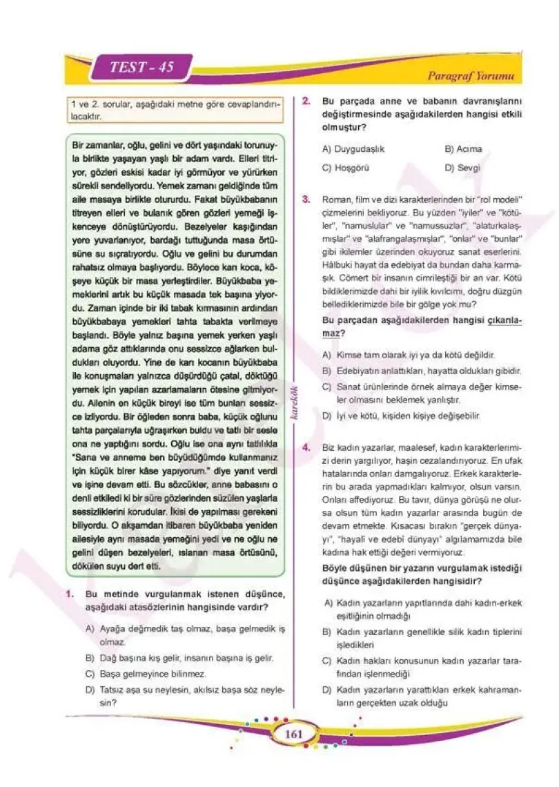 Karekök Yayınları 8. Sınıf  LGS 1. Paragraf Soru Bankası