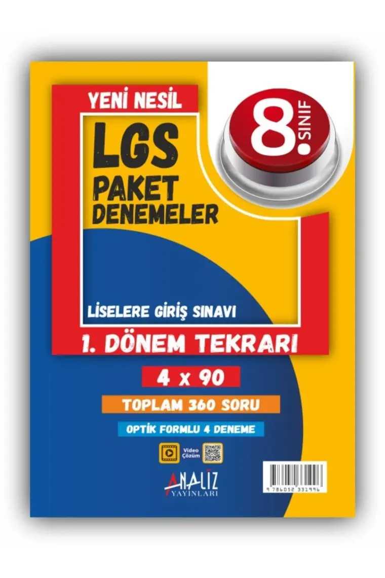 Analiz Yayınları 8.Sınıf LGS  1. Dönem Tekrar 4 Paket Deneme