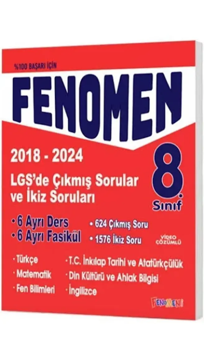 Fenomen Yayıncılık 8. Sınıf LGS 2018 - 2023 Yılları Çıkmış Sorular ve İkiz Sorular Seti 6 Kitap