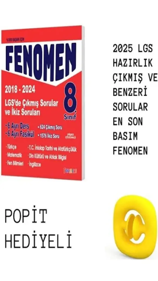 Fenomen Yayıncılık 8. Sınıf LGS 2018 - 2023 Yılları Çıkmış Sorular ve İkiz Sorular Seti 6 Kitap