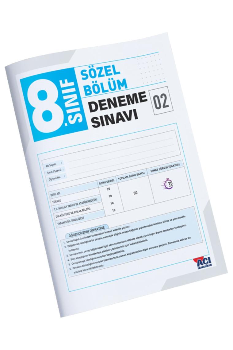 Açı Yayınları 8. Sınıf LGS Sözel - Sayısal Tamamı Video Çözümlü 10 Deneme Sınavı Seti