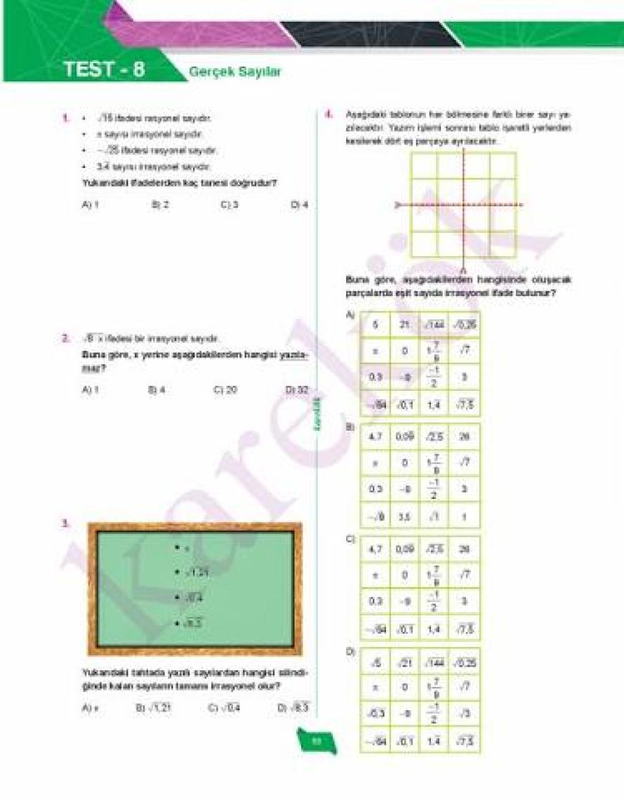 8. Sınıf LGS Matematik Soru Bankası Yni