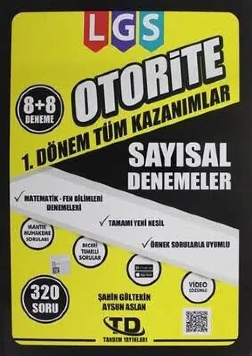 Tandem Yayınları Otorite 8.sınıf LGS 1.Dönem Sayısal Denemeler