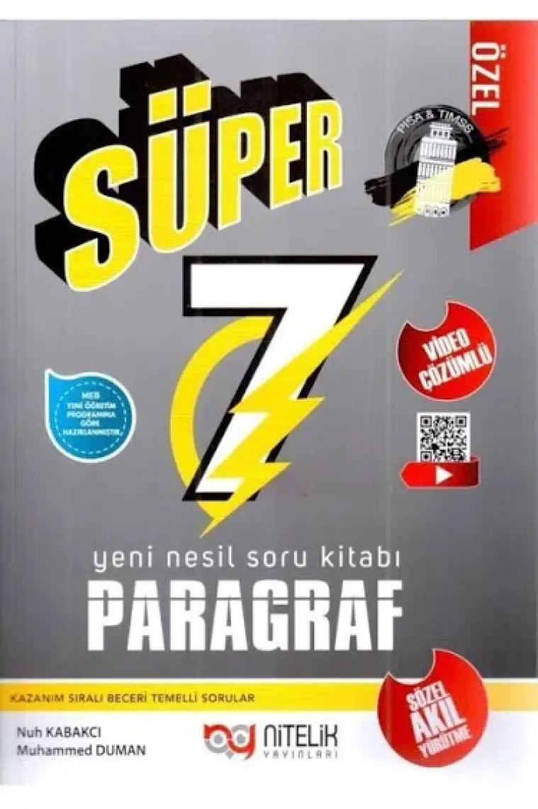Nitelik Yayınları Süper 7. Sınıf Paragraf Yeni Nesil Soru Kitabı