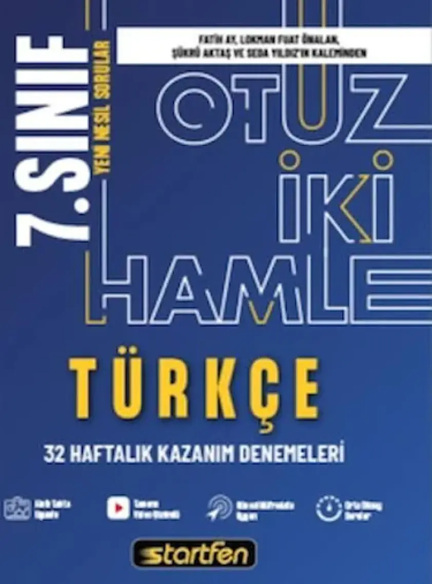 Startfen Yayınları 7. Sınıf Türkçe 32 Hamle Haftalık Kazanım Denemeleri