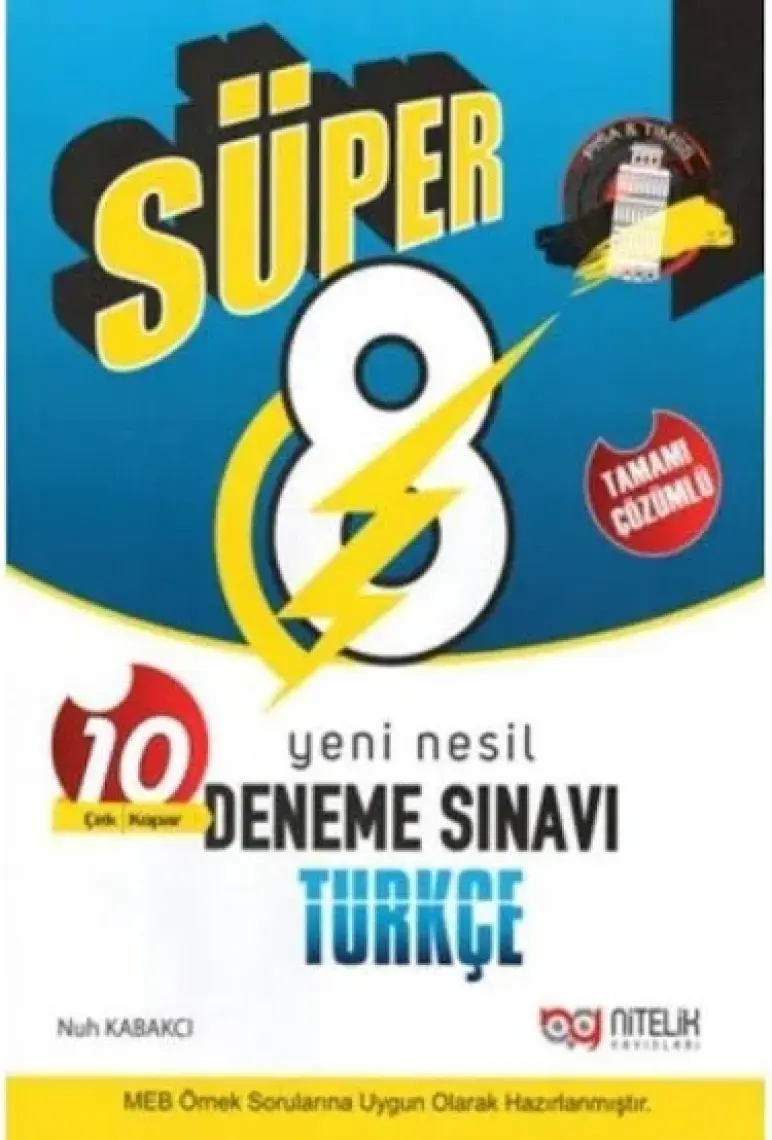 Nitelik Yayınları Süper 8. Sınıf Yeni Nesil Türkçe 10 Deneme Sınavı