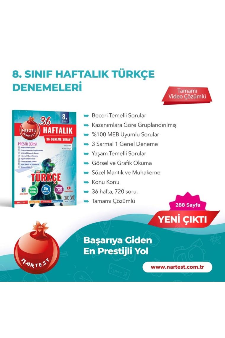 Nartest Yayınevi 8. Sınıf Haftalık Türkçe Denemeleri