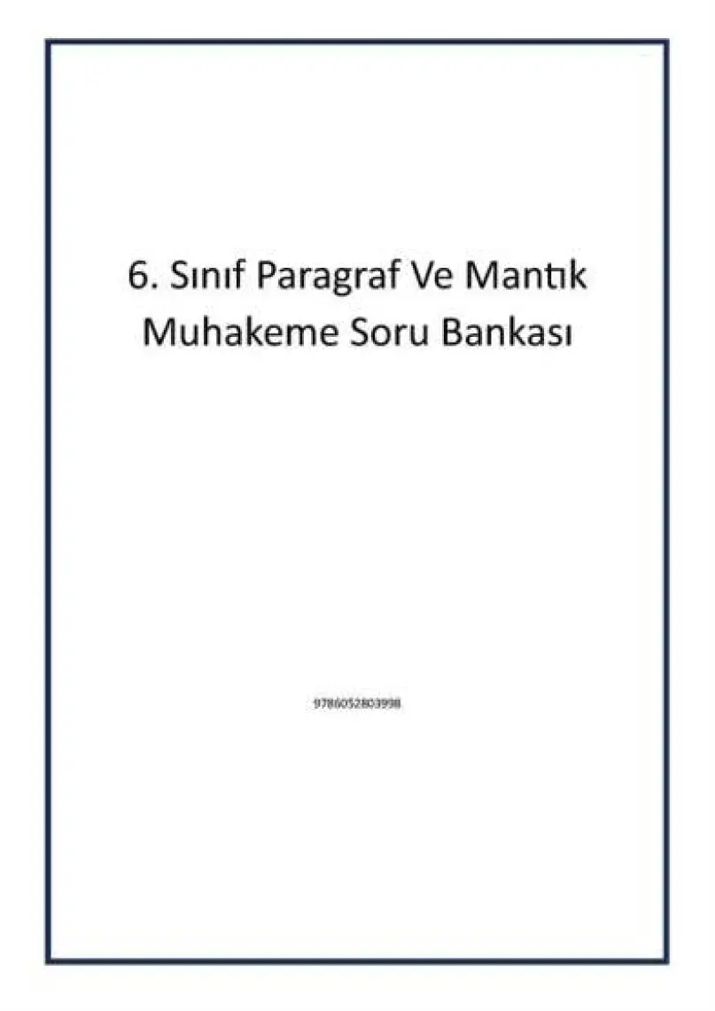 Editör Yayınları 6. Sınıf Paragraf ve Mantık Muhakeme Soru Bankası