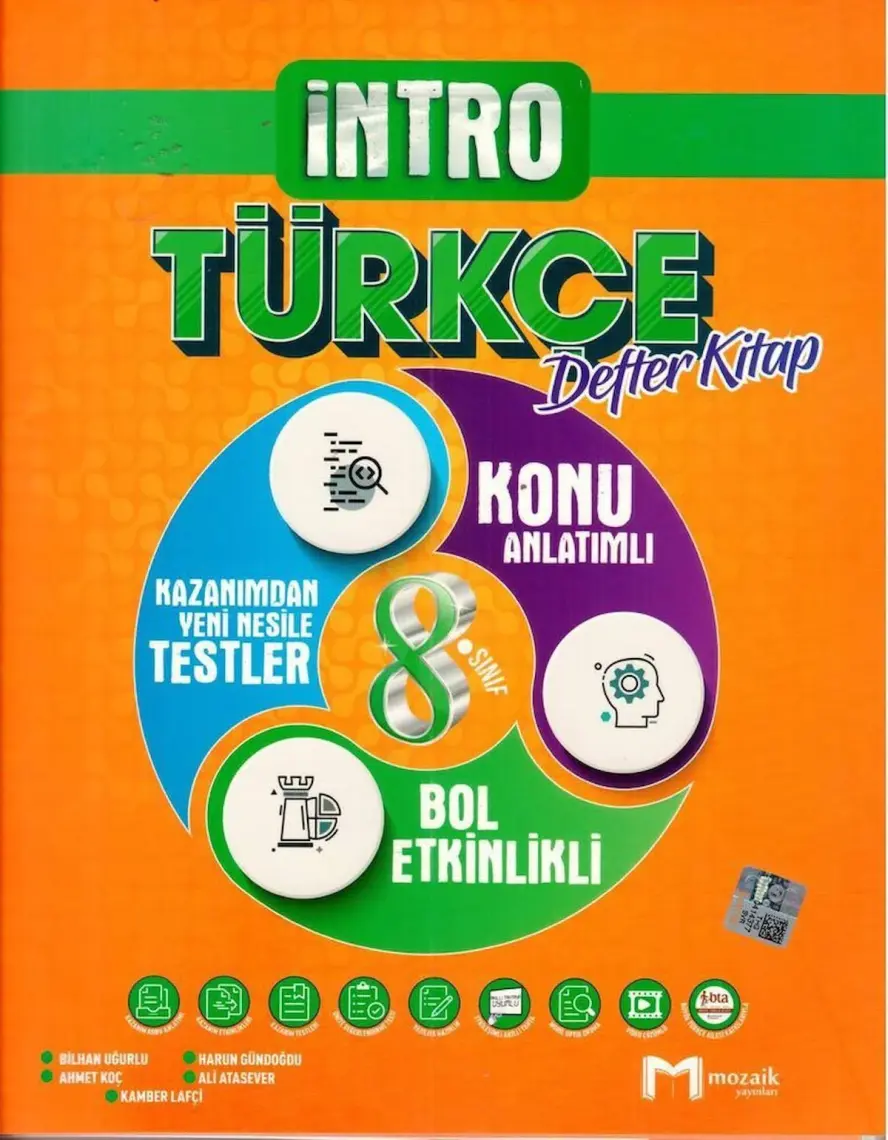 Mozaik Yayınları 8. Sınıf Türkçe Intro Defter Kitap
