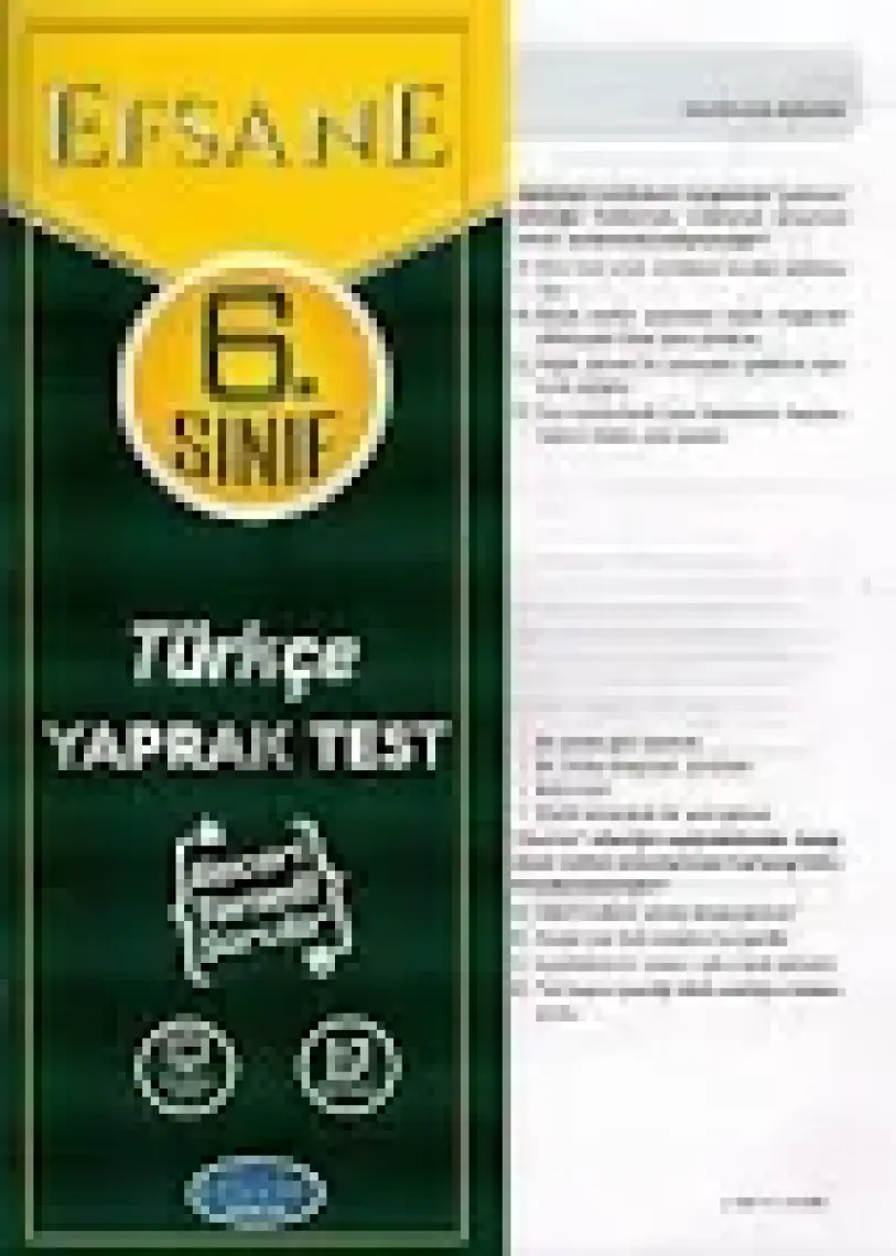 Açı Yayınları Efsane 6. Sınıf Türkçe Yaprak Test