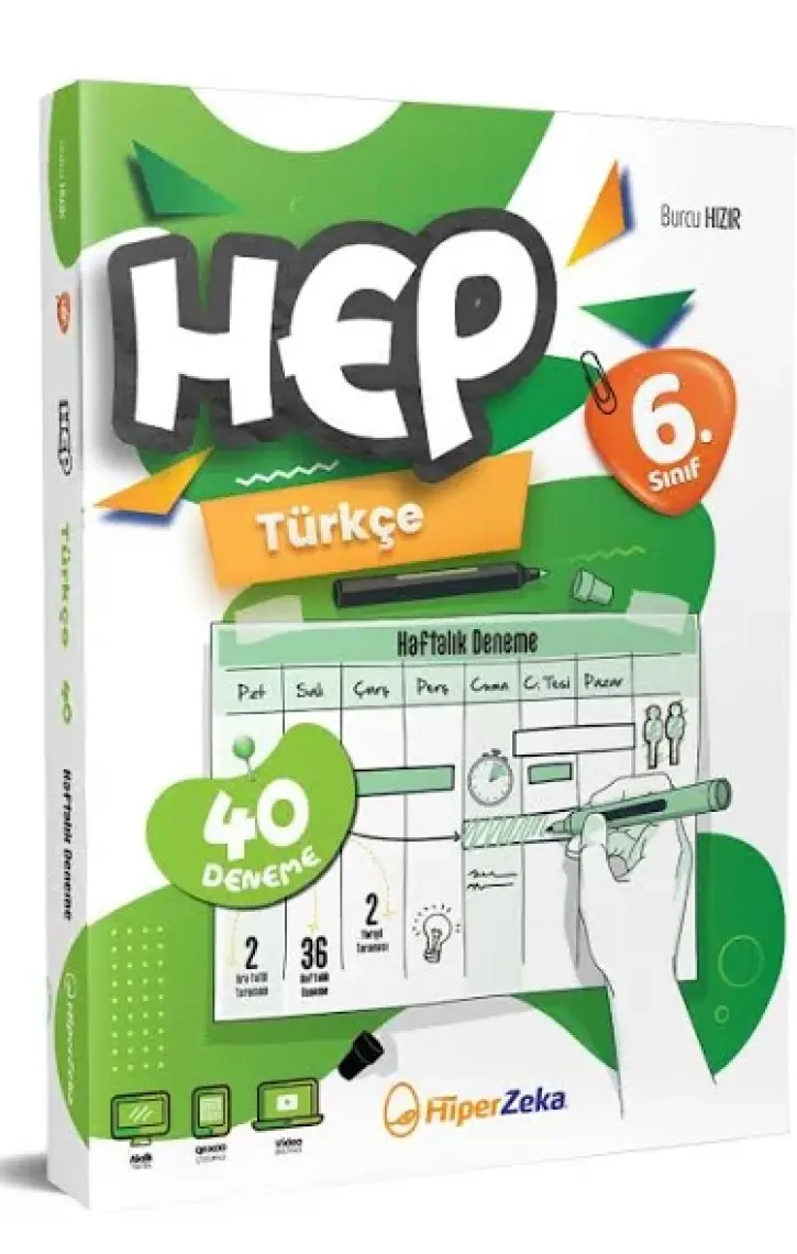 Hiper Zeka Yayınları 6. Sınıf Haftalık Hep Türkçe 40 Deneme