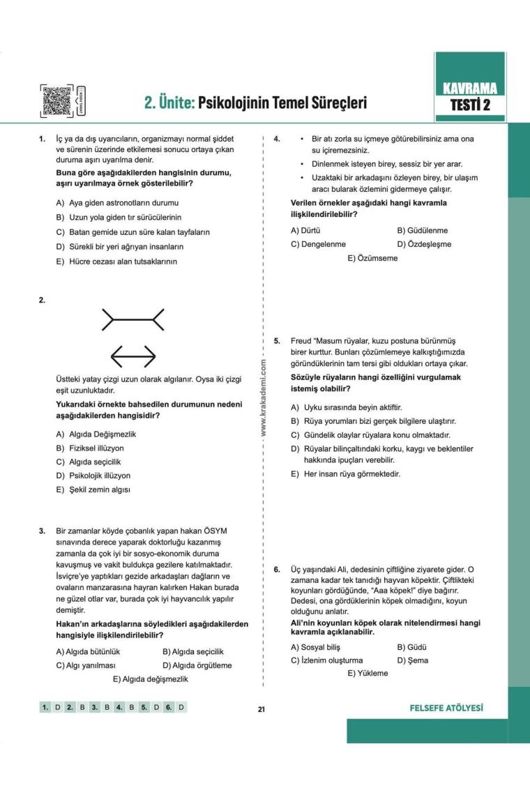 Kr Akademi Yayınları Felsefe Atölyesi AYT Felsefe Grubu Soru Bankası