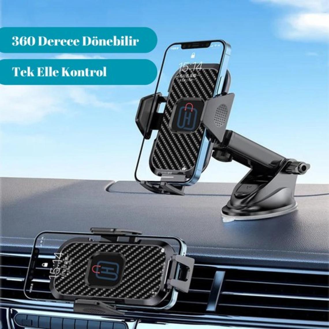 Hb-01 Otomatik Klipsli Araba Telefon Tutucu Ayarlanabilir Cam Ve Torpido Için Yüksek Kalite Tutucu