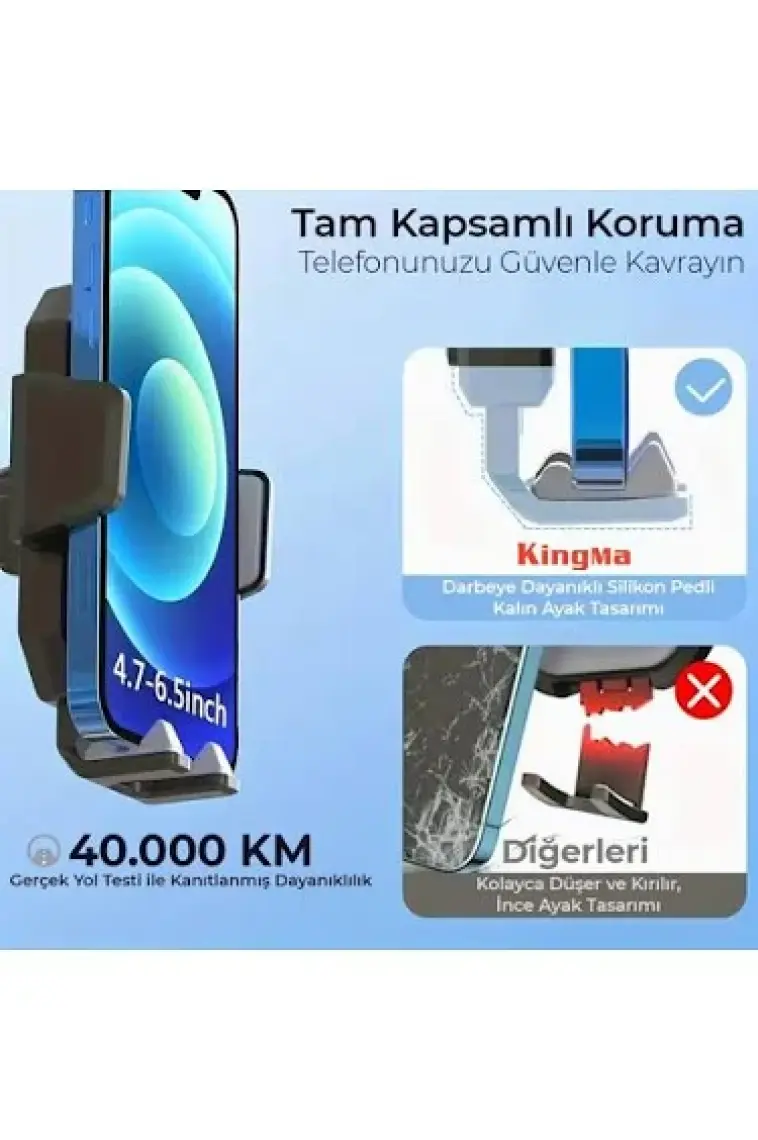 Kingma  360° Dönebilen Vakumlu Torpido ve Cam Için Araç Içi Telefon Tutucu
