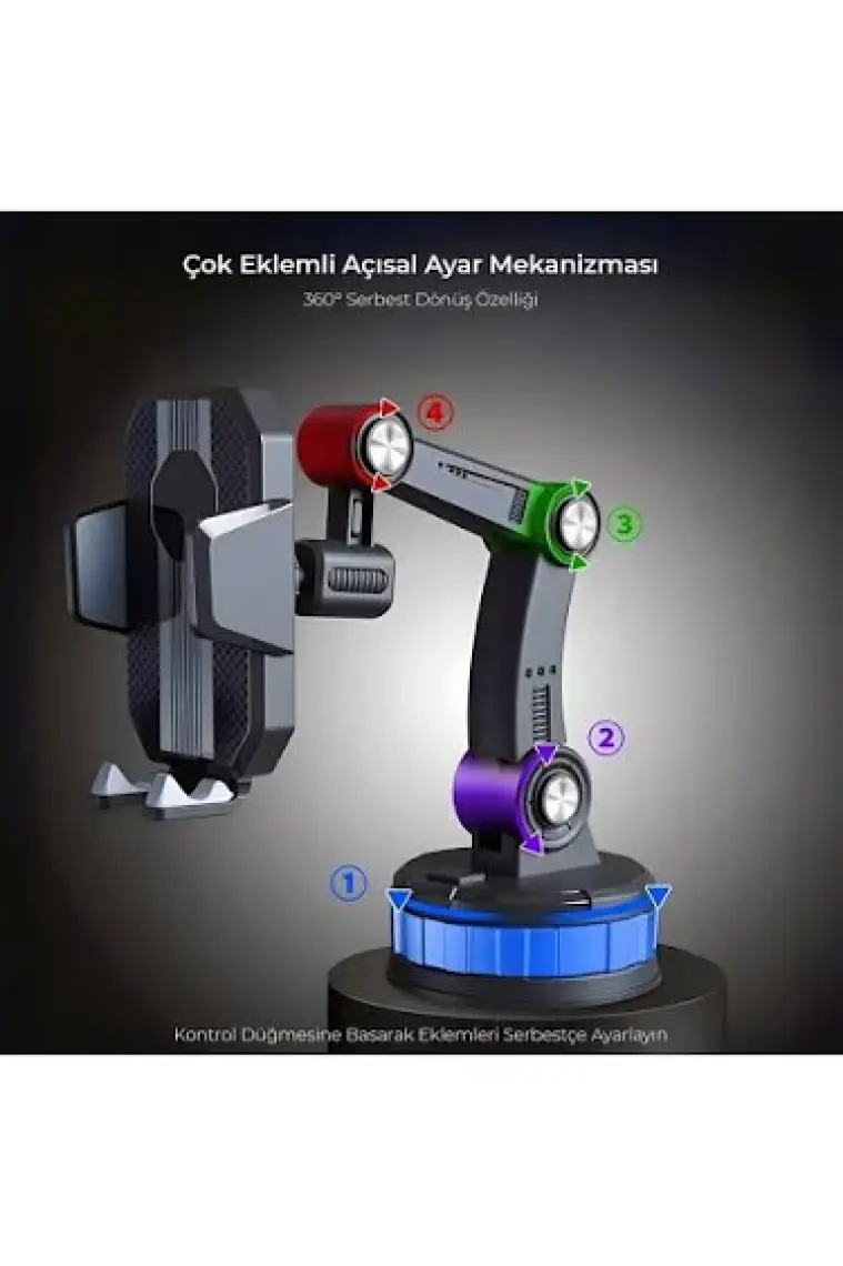Kingma  360° Dönebilen Vakumlu Torpido ve Cam Için Araç Içi Telefon Tutucu