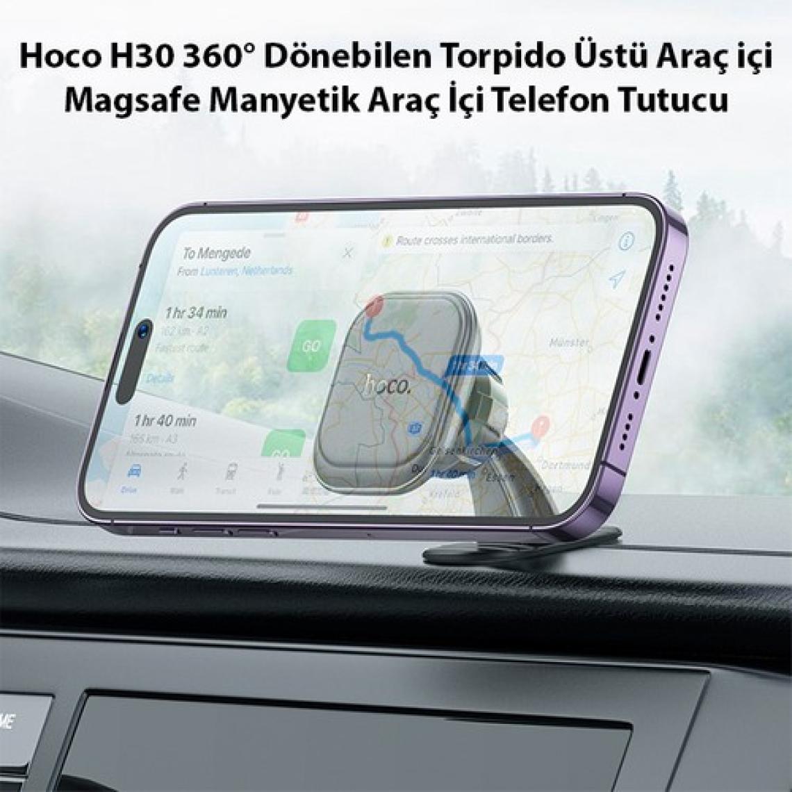 Hoco H30 360° Dönebilen Torpido Üstü Araç İçi Magsafe Manyetik Araç İçi Telefon Tutucu