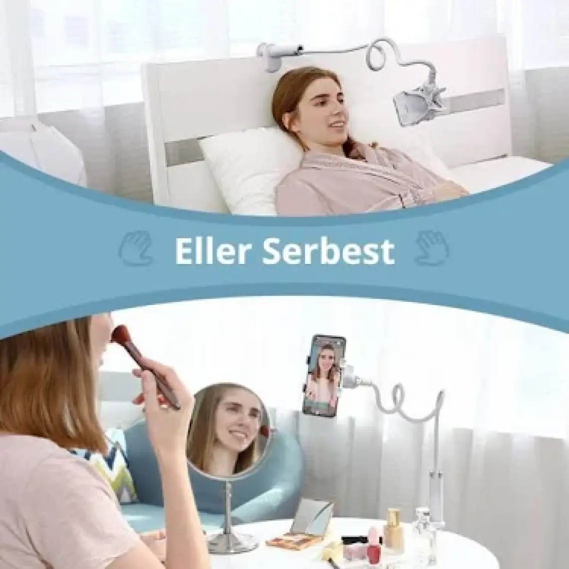 Ugreen Flexible Esnek Yatak Masa Telefon Tutucu Beyaz 90CM