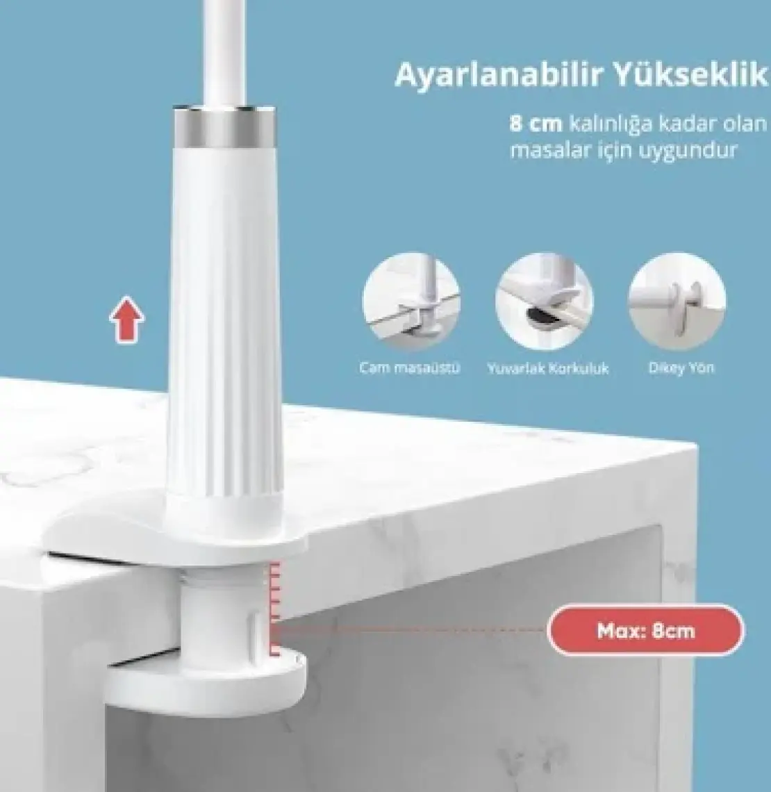 Ugreen Flexible Esnek Yatak Masa Telefon Tutucu Beyaz 90CM