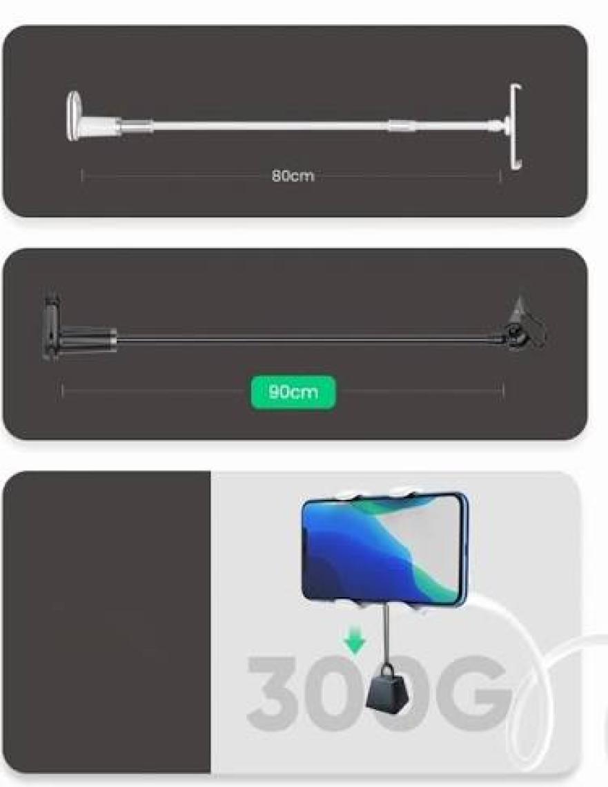 Ugreen Flexible Esnek Yatak Masa Telefon Tutucu, Siyah - 80906