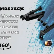 Cosmostech Araç Koltuk Arkası Tablet Telefon Tutucu 360 ° Dönen Uzayan Ayarlanabilir Stand