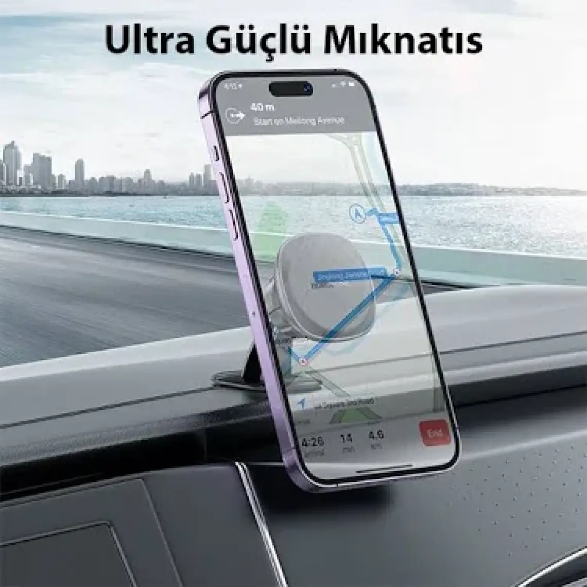 Hoco H30 360° Dönebilen Torpido Üstü Araç İçi Magsafe Manyetik Araç İçi Telefon Tutucu