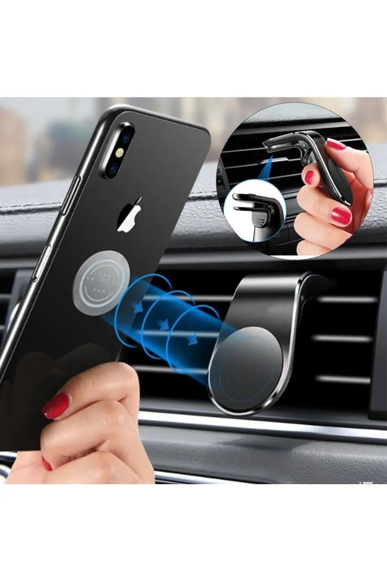 Ecoform Oto Araç Içi Manyetik Mıknatıslı Mandallı Klima Telefon Tutucu Siyah