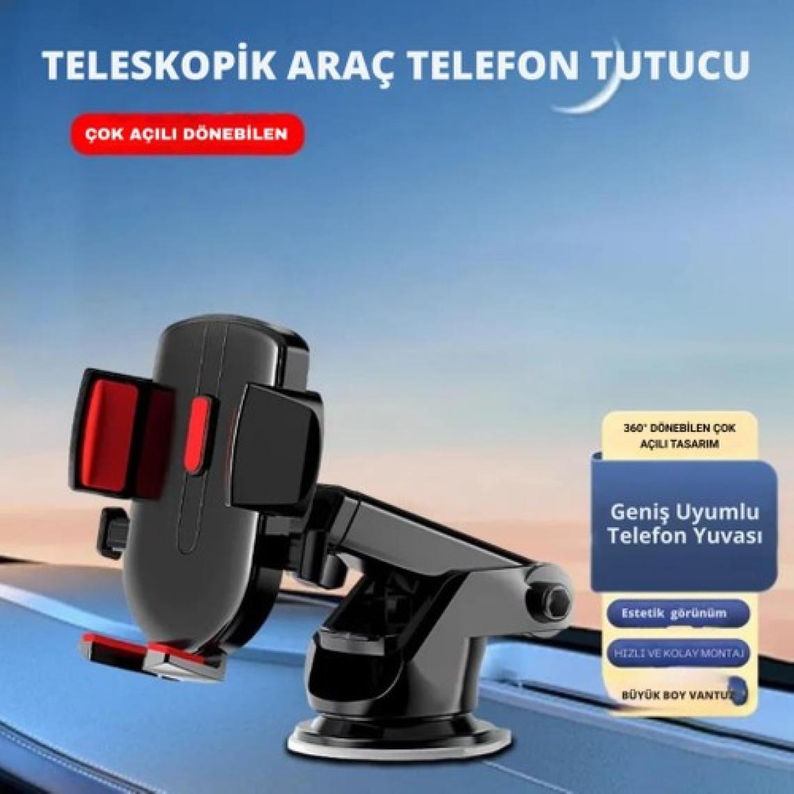 Polham Güçlü Vantuzlu Araç Içi Cam ve Torpido Üstü Telefon Tutucu, Uzayabilen, Ergonomik 360 Derece Dönebilen