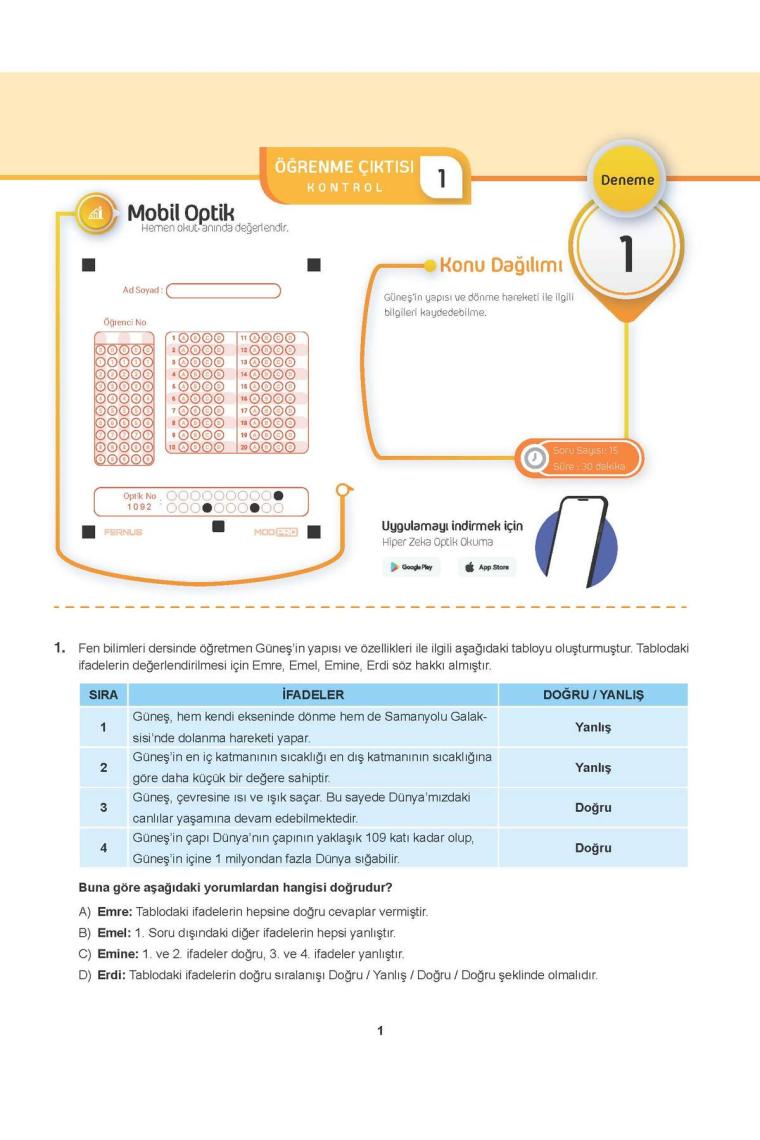 5. Sınıf Haftalık Hep Fen Bilimleri 40 Deneme