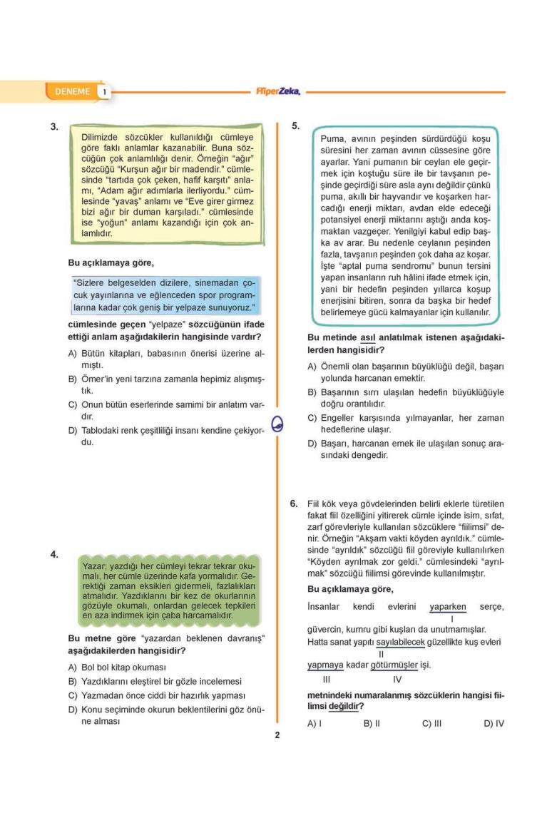 8. Sınıf Haftalık Hep Türkçe 40 Deneme