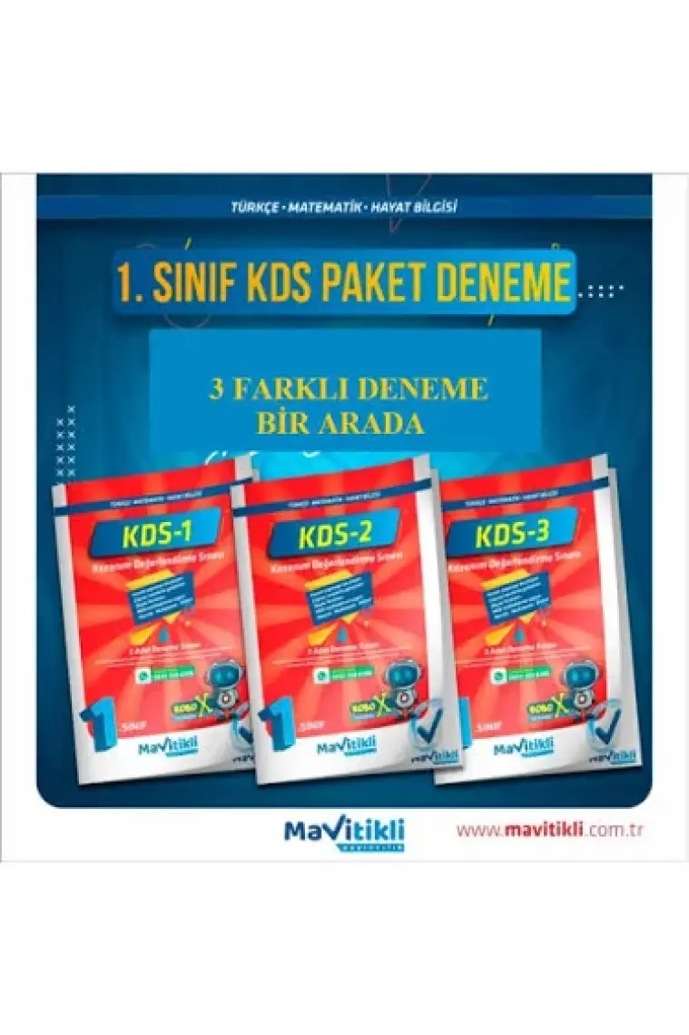 Mavitikli Yayıncılık 1. Sınıf Paket Deneme ( 3 Farklı Deneme ) (Ciltli)
