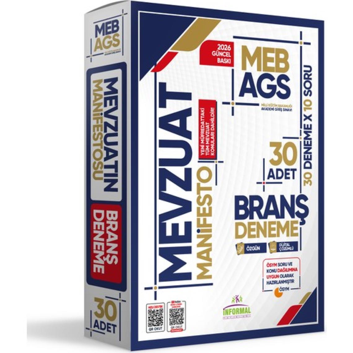 2025 Meb Ags Mevzuat Manifesto Branş Deneme Paketi 30LU (30X8) Fasikül Seti Özgün Dijital Çözümlü