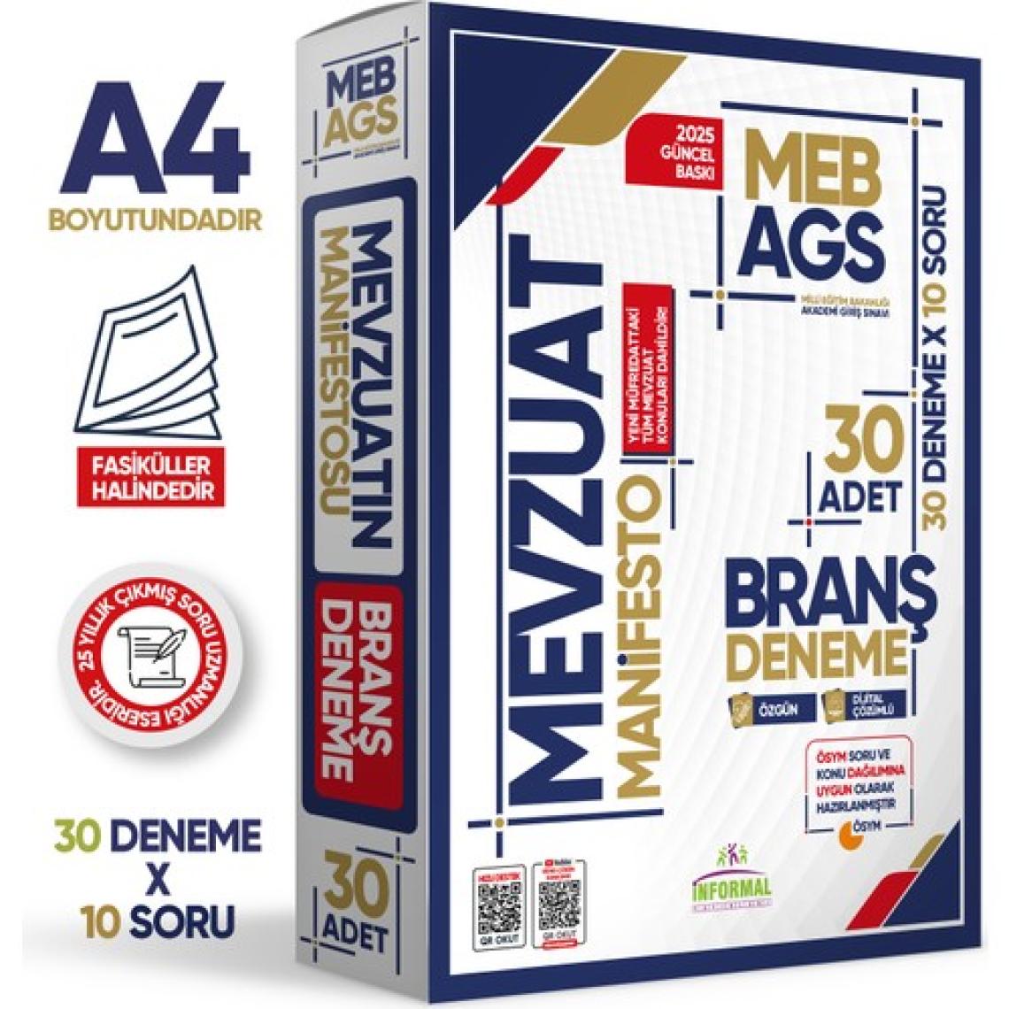 2025 Meb Ags Mevzuat Manifesto Branş Deneme Paketi 30LU (30X8) Fasikül Seti Özgün Dijital Çözümlü