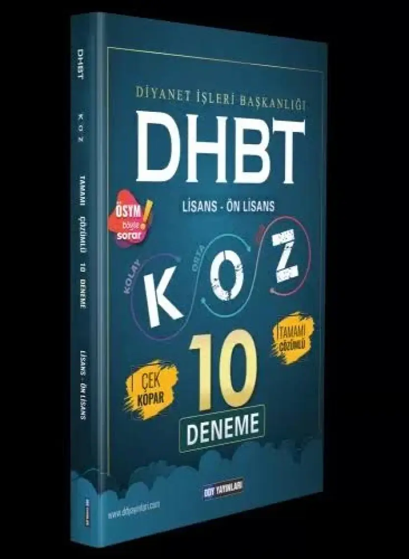 Ddy Yayınları  DHBT Koz Lisans Önlisans Tamamı Çözümlü 10 Deneme