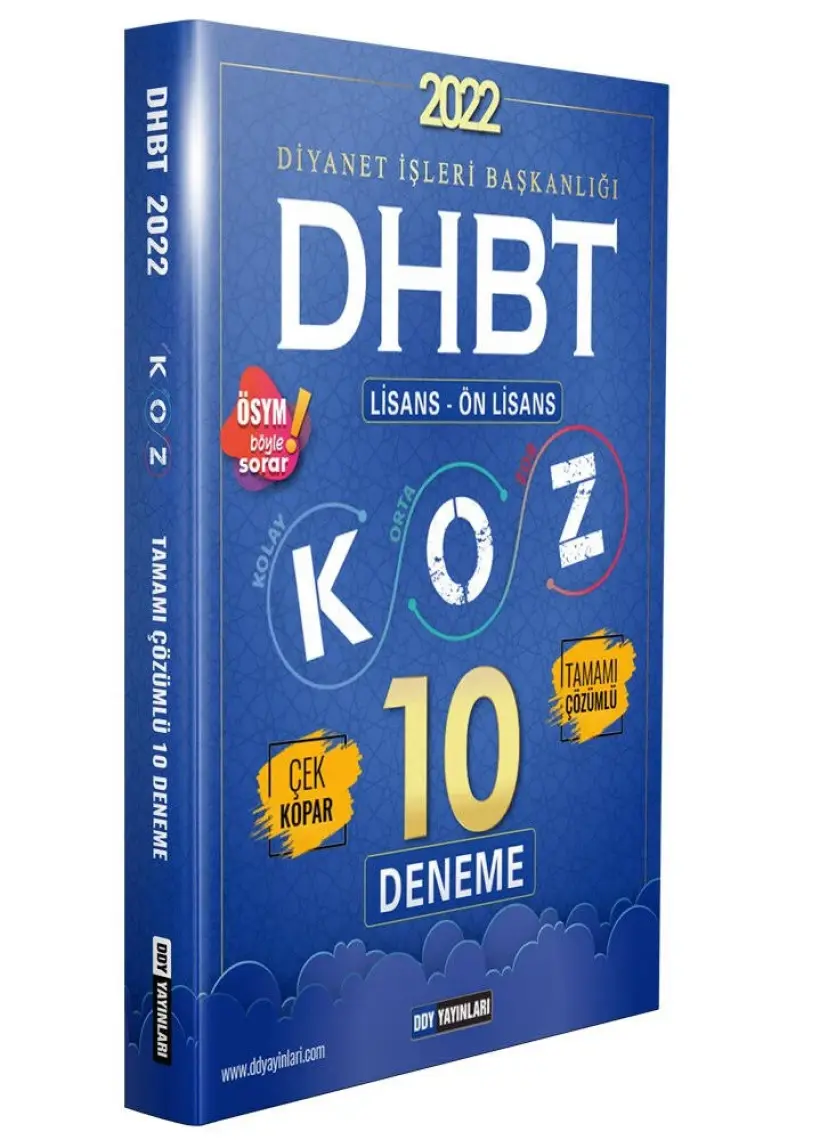 Ddy Yayınları  DHBT Koz Lisans Önlisans Tamamı Çözümlü 10 Deneme