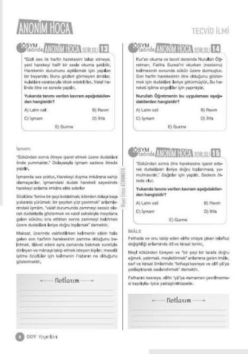 Ddy Yayınları Anonim Hoca Dhbt Konu Anlatımlı
