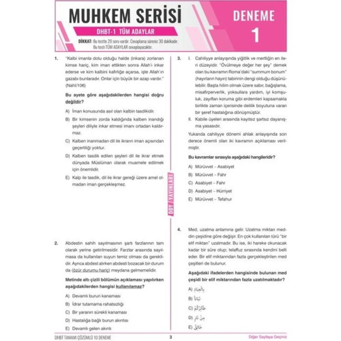 Ddy Yayınları DHBT 2 2020  Muhkem Serisi Lisans-Önlisans Tamamı Çözümlü 10 Deneme