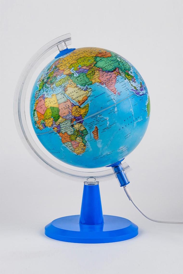 Gürbüz Yayınları Işıklı Siyasi Dünya Küresi Modern Seri 30 cm USB Kablo Hediyeli
