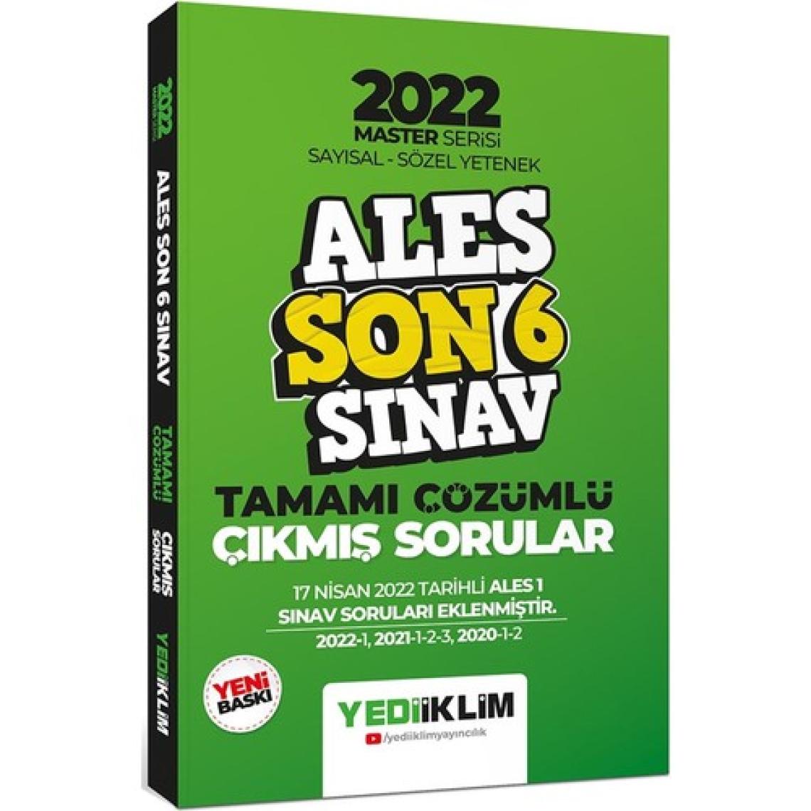 Yediiklim Yayınları ALES 2022 Master Serisi Sayısal Sözel Yetenek Son 6 Sınav Tamamı Çözümlü Çıkmış Sorular